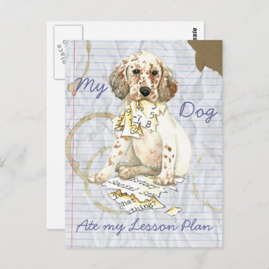 Mein Englisch-Setter Ate My Lessingplan Postkarte (Vorne/Hinten)