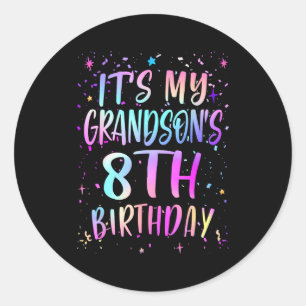Mein Enkel hat seinen 8. Geburtstag Buntes Glückli Runder Aufkleber