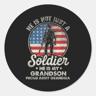 Mein Enkel ist ein Soldat Zitat stolze Army Oma Runder Aufkleber