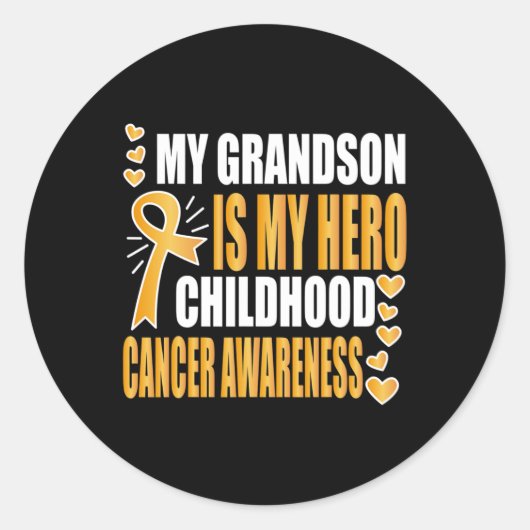 Mein Enkel ist mein Held Kinderkrebsbewusstsein Runder Aufkleber (Vorderseite)