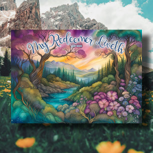 Mein Erlöser Liveth Woodland Forest Christlich Feiertagskarte
