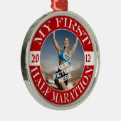 Mein erste Hälfte-Marathon - kundengerechtes Foto Silbernes Ornament (Rechts)