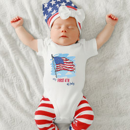 Mein erster 4. Juli American Flag Patriotic Baby Strampler
