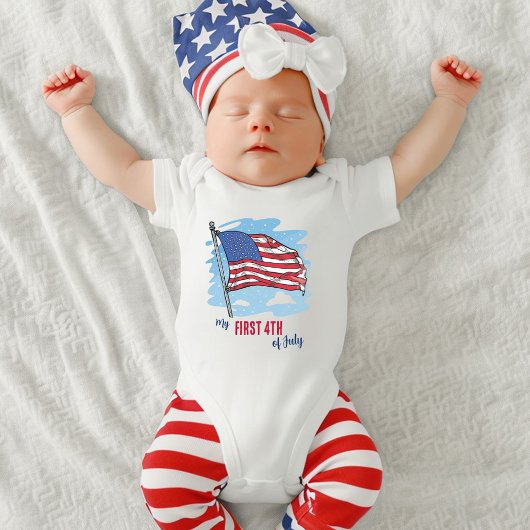 Mein erster 4. Juli American Flag Patriotic Baby Strampler