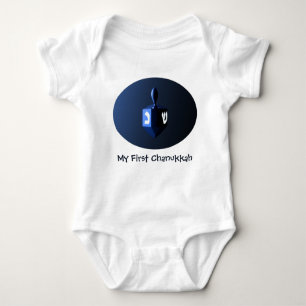 Mein erster Chanukkah Shiny Blue Dreidel Baby Strampler