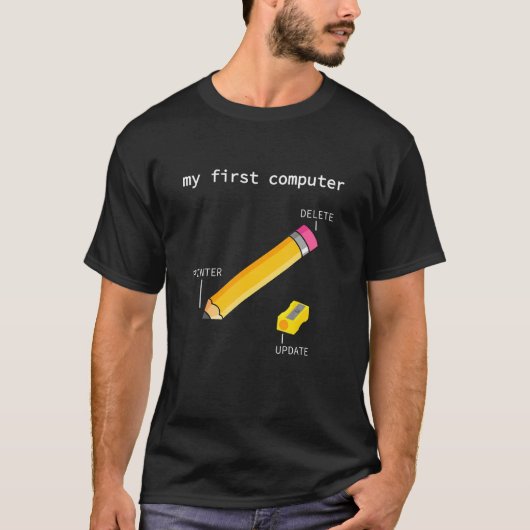Mein erster Computer-Rechner Printer Gamer Inf T-Shirt (Vorderseite)