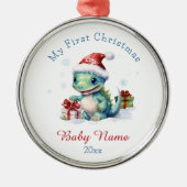 Mein erster Dinosaurier-Individuelle Name Keepake Ornament Aus Metall (Vorne)