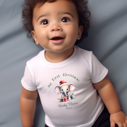 Mein erster Elephant-Individuelle Name zu Weihnach Baby Strampler