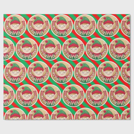 Mein erster Elf-Mas Weihnachtsrot in Grün Geschenkpapier (Flach)