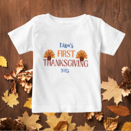 Mein erster Erntedank Name weiß Baby T-shirt