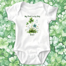 Mein erster Glückstag Kleeblatt St. Patricks Day Baby Strampler