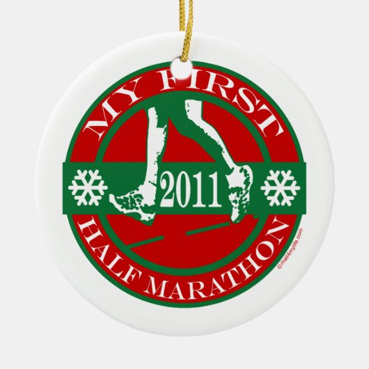 Mein erster Halbmarathon - 2011 Keramik Ornament (Vorne)