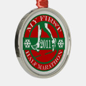 Mein erster Halbmarathon - 2011 Silbernes Ornament (Rechts)
