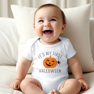 Mein erster Halloween-Kürbis-Spinnen-Baby-Junge Baby Strampler