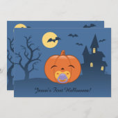 Mein erster Halloween-Schnuller Pumpkin-Party Einladung (Vorne/Hinten)