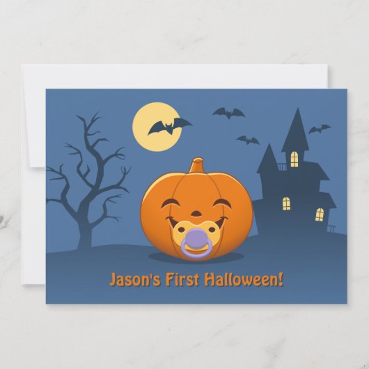 Mein erster Halloween-Schnuller Pumpkin-Party Einladung (Vorderseite)