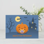 Mein erster Halloween-Schnuller Pumpkin-Party Einladung (Stehend Vorderseite)