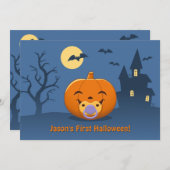 Mein erster Halloween-Schnuller Pumpkin-Party Einladung (Vorne/Hinten)
