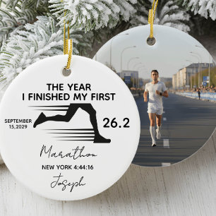 Mein erster Marathon 26,2 Benutzerdefinierter Name Keramik Ornament