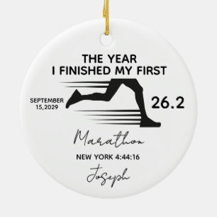 Mein erster Marathon 26,2 Benutzerdefinierter Name Keramik Ornament