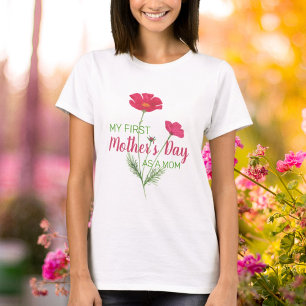 Mein erster Muttertag Rosa Wasserfarbe Floral T-Shirt