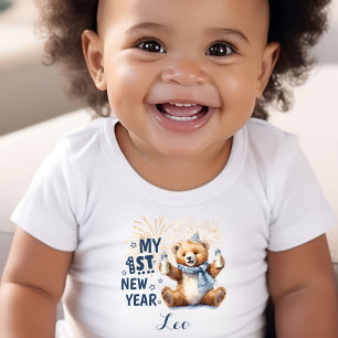 Mein erster Neujahrsjunge Name Niedlich Bear Baby T-shirt