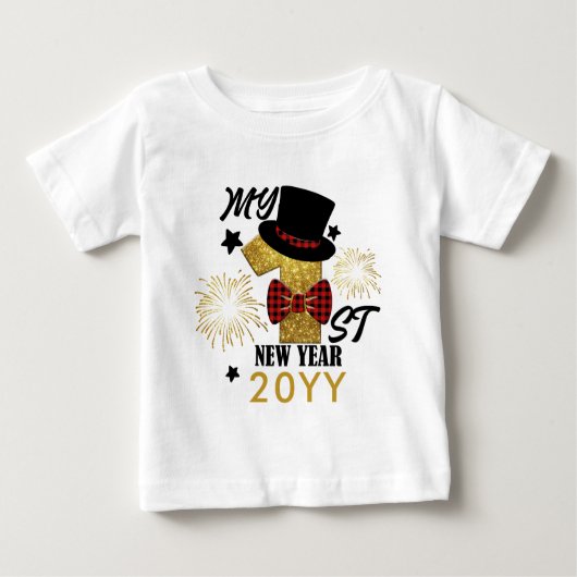 Mein erster Niedlicher Baby Boy Gold Glitzer im Ne Baby T-shirt (Vorderseite)