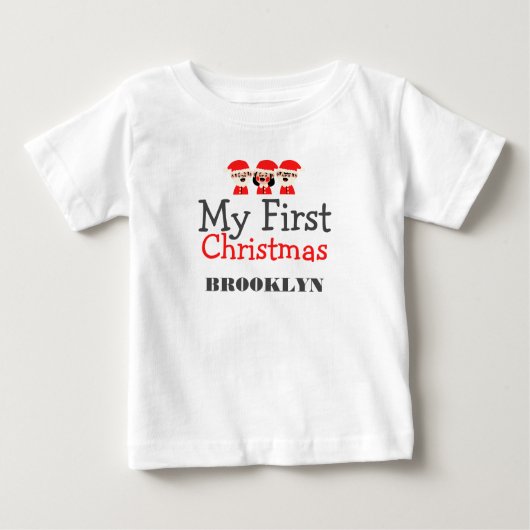 Mein erster Personalisierter Name für das Weihnach Baby T-shirt (Vorderseite)
