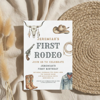 Mein erster Rodeo-Cowboy 1. Geburtstag Einladung