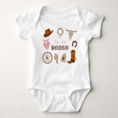 Mein erster Rodeo Western Cowgirl First Birthday P Baby Strampler (Vorderseite)