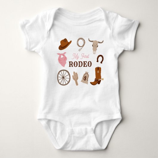 Mein erster Rodeo Western Cowgirl First Birthday P Baby Strampler (Vorderseite)