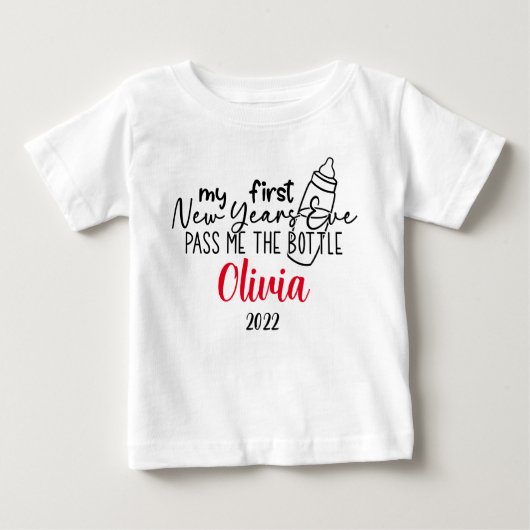 Mein erster Silvester hat mir den Flaschennamen ge Baby T-shirt (Vorderseite)