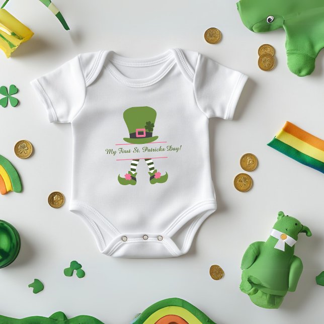 "Mein erster St. Patrick's Day" Gewohnt für Mädche Baby Strampler ("My First St. Patrick's Day" Custom for Girls Baby Bodysuit)
