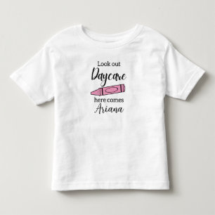 Mein erster Tag im Kindergarten, rosa Glitzerstift Kleinkind T-shirt