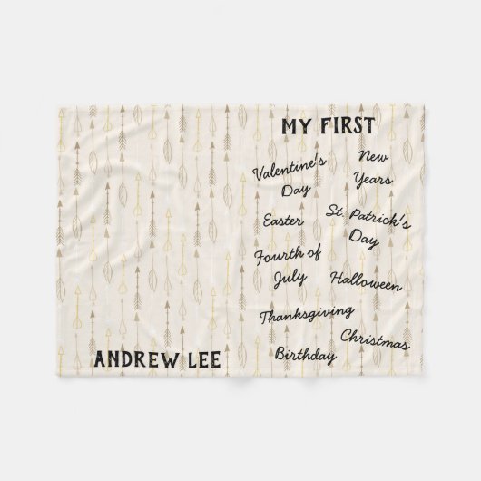 "Mein erster Urlaub Meilenstein" Baby Blanket Fleecedecke (Vorderseite (Horizontal))