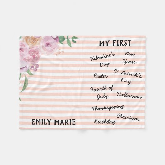 "Mein erster Urlaub Meilenstein" Baby Blanket Fleecedecke (Vorderseite (Horizontal))