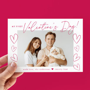 Mein erster Valentinstag Magenta-Foto Feiertagskarte