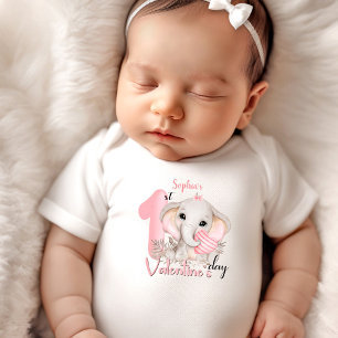 Mein erster Valentinstag Personalisiert Name Pink Baby Strampler