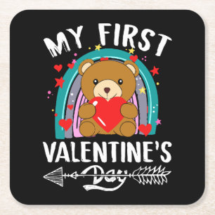 mein erster Valentinstag Rechteckiger Pappuntersetzer