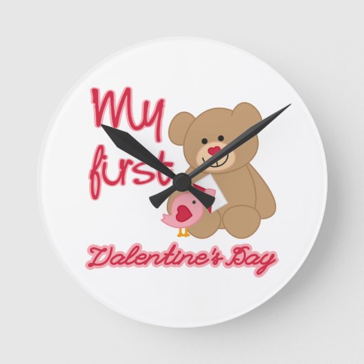 Mein erster Valentinstag Runde Wanduhr (Vorderseite)
