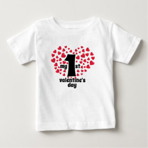 Mein erster Valentinstag schwarzes Skript rotes He Baby T-shirt