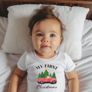 Mein erster Weihnachten Wasserfarbe LKW Baby T-shirt