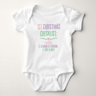 Mein erster Weihnachts-Checkliste-Baby-Bodysuit Baby Strampler