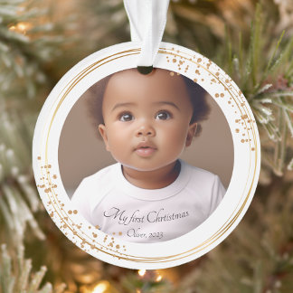 Mein erster Weihnachts-Foto Name Glitzer Custom Ornament