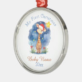 Mein erster Weihnachts-Giraffe-Individuelle Name K Ornament Aus Metall (Links)