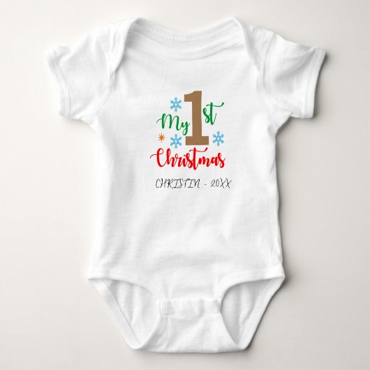 Mein erster Weihnachts-Individuelle Name Baby Body Baby Strampler (Vorderseite)