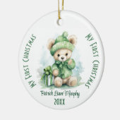 Mein erster Weihnachts-Individuelle Name Grüner Bä Keramik Ornament (Links)