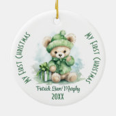 Mein erster Weihnachts-Individuelle Name Grüner Bä Keramik Ornament (Hinten)