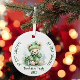Mein erster Weihnachts-Individuelle Name Grüner Bä Keramik Ornament