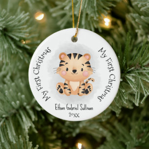 Mein erster Weihnachts-Individuelle Name Tiger Wei Keramik Ornament